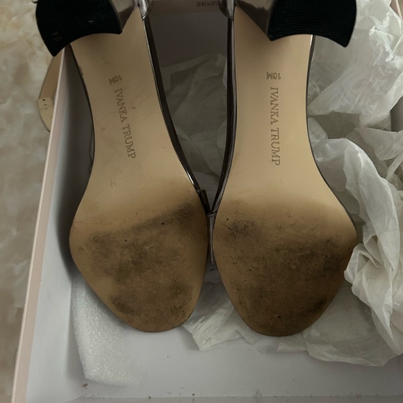 Ivanka Trump Metallic Silver Ankle-Strap Block Heels - Picture 3 of 4